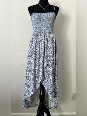 Streetwear Society Blue and White Floral High-Low Dress